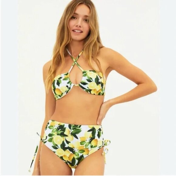 Beach Riot X Rachel Parcell Bikini Set Medium Lemon Heather Bottom Abby Top - Picture 1 of 11